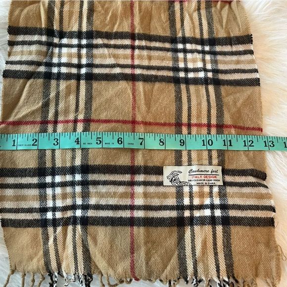 Nova Check Plaid Scarf Cashmere Feel Italy Design Fringed Scarf Wrap 13x70 - Picture 5 of 6